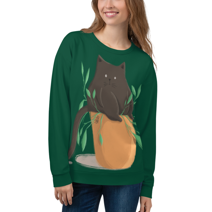 "Cute Black Cat" Sweatshirt by Marjillu