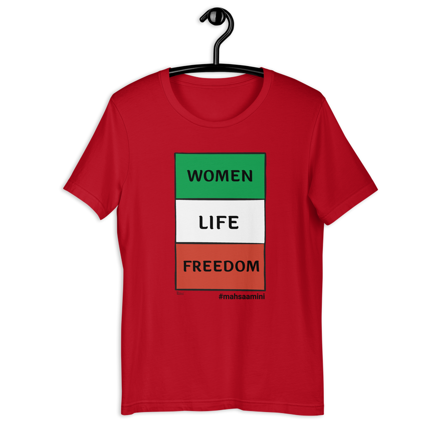 "Women, Life, Freedom- #mahsa_amini" T-shirt by Kimia Foroughi