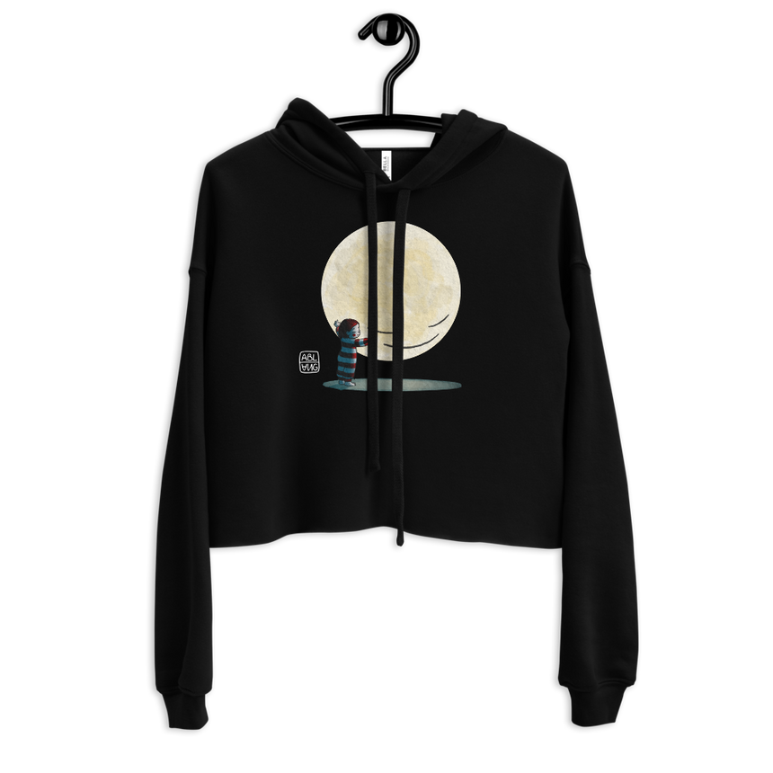 "Hugging the Moon" Crop Hoodie by Friederike Ablang